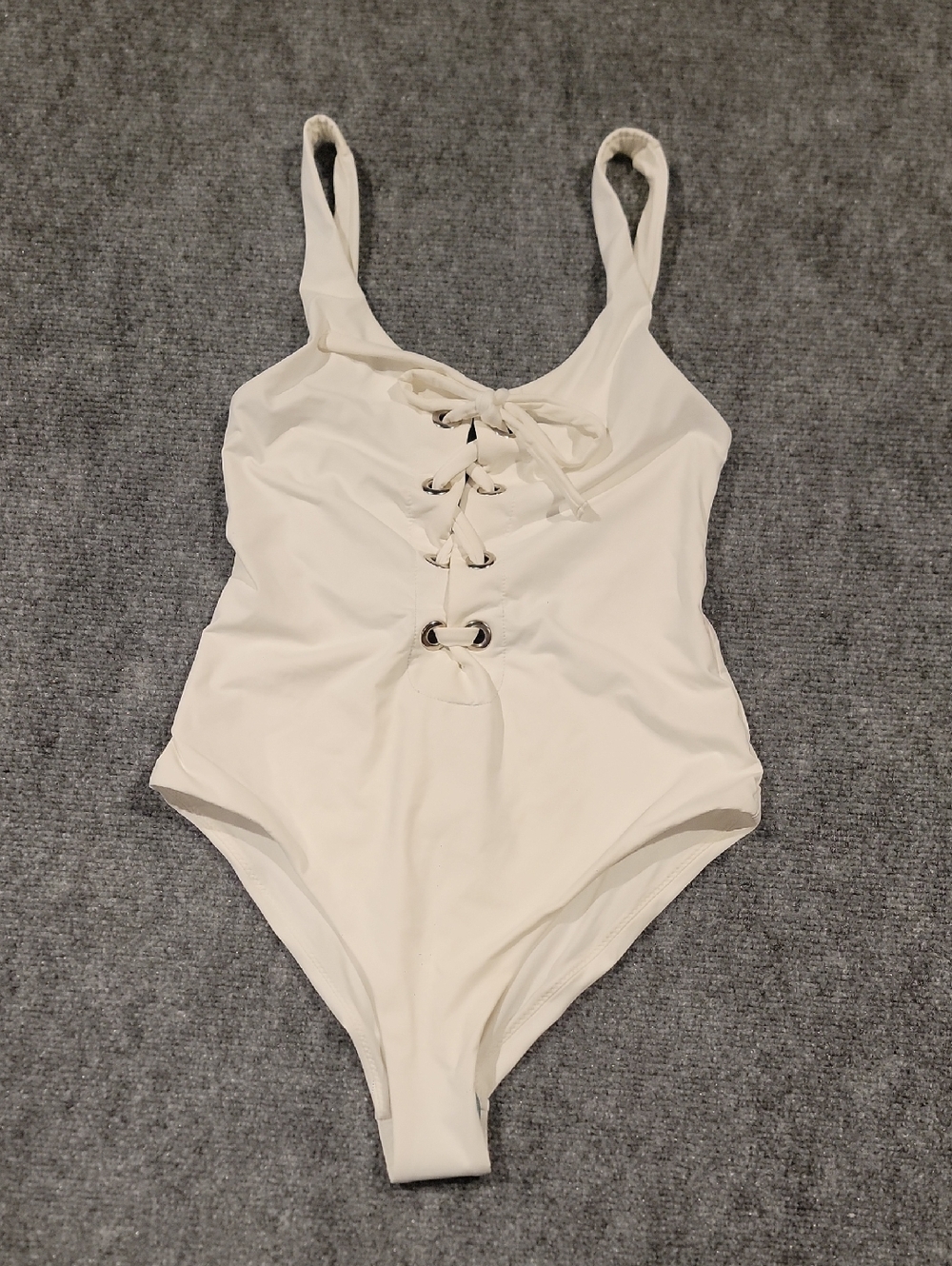 Zara Swim White Lace Up One Piece Swimsuit Suze Small NWT